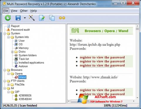 Képernyőkép Multi Password Recovery Windows 7