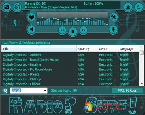 Képernyőkép RadioSure Windows 7