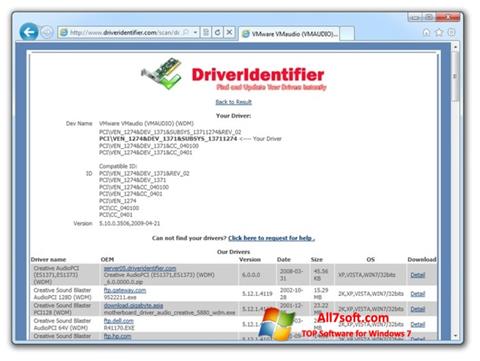 Képernyőkép Driver Identifier Windows 7