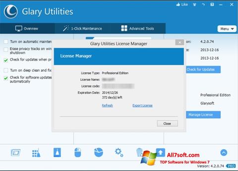 Képernyőkép Glary Utilities Windows 7