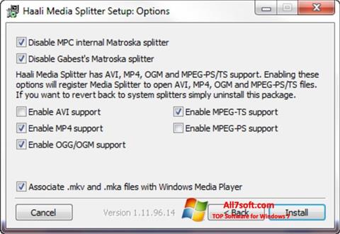 Képernyőkép Haali Media Splitter Windows 7