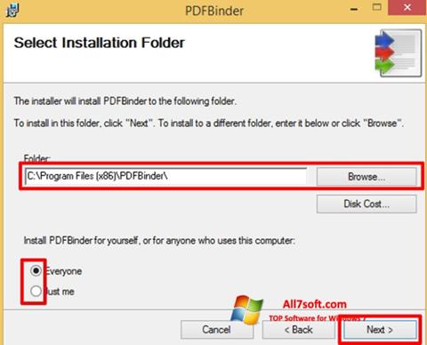 Képernyőkép PDFBinder Windows 7
