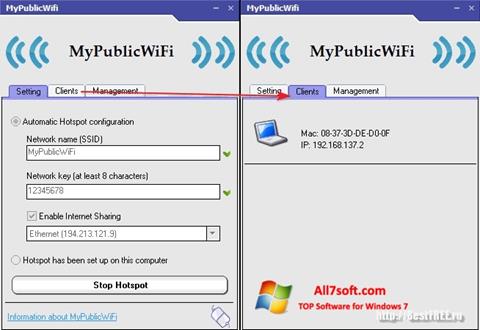 Képernyőkép MyPublicWiFi Windows 7