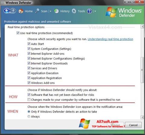 Képernyőkép Windows Defender Windows 7
