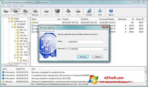 Képernyőkép Active File Recovery Windows 7
