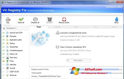 Képernyőkép Vit Registry Fix Windows 7