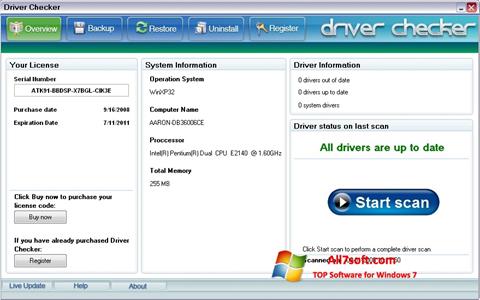 Képernyőkép Driver Checker Windows 7