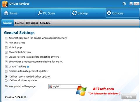 Képernyőkép Driver Reviver Windows 7