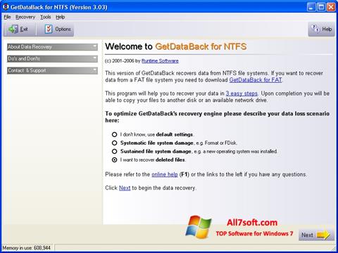 Képernyőkép GetDataBack Windows 7