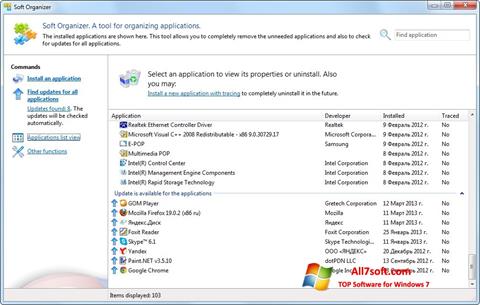 Képernyőkép Soft Organizer Windows 7