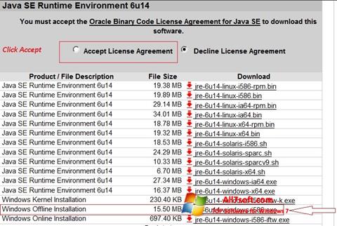 Képernyőkép Java Runtime Environment Windows 7