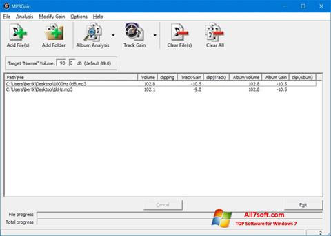 Képernyőkép MP3Gain Windows 7