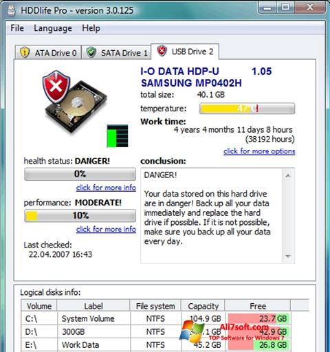 Képernyőkép HDDlife Windows 7