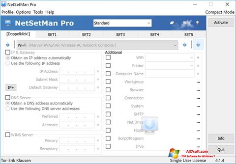 Képernyőkép NetSetMan Windows 7