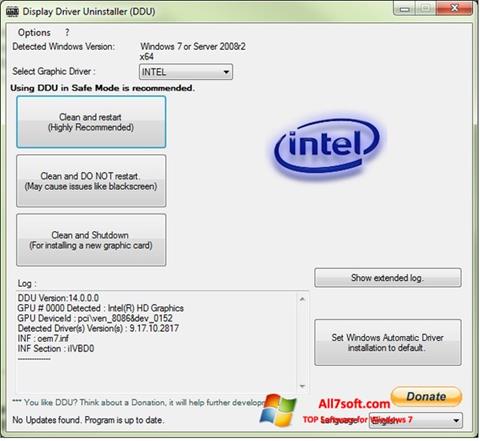 Képernyőkép Display Driver Uninstaller Windows 7