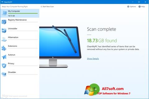 Képernyőkép CleanMyPC Windows 7