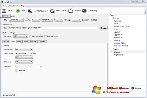 Képernyőkép HandBrake Windows 7