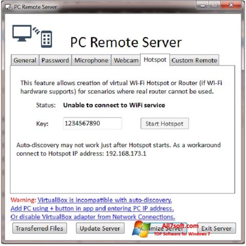 Képernyőkép PC Remote Server Windows 7