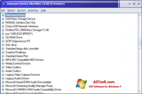 Képernyőkép Unknown Device Identifier Windows 7