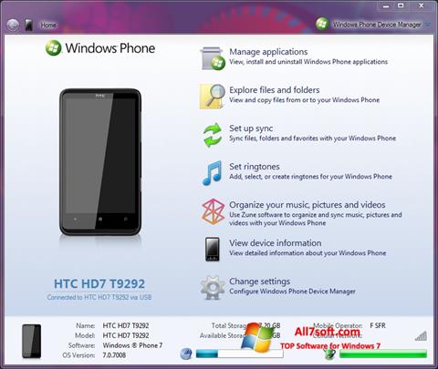 Képernyőkép Windows Phone Device Manager Windows 7
