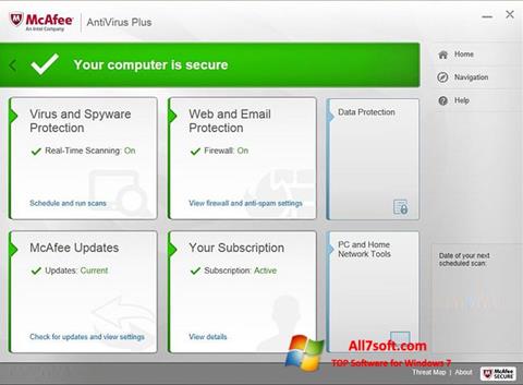 Képernyőkép McAfee AntiVirus Plus Windows 7