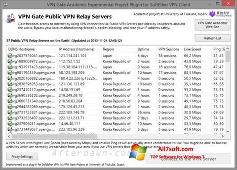 Képernyőkép VPN Gate Windows 7