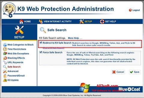 Képernyőkép K9 Web Protection Windows 7