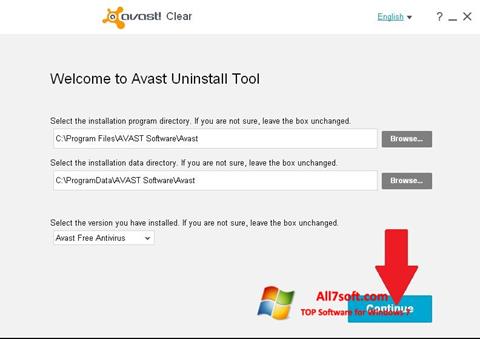 Képernyőkép Avast Uninstall Utility Windows 7