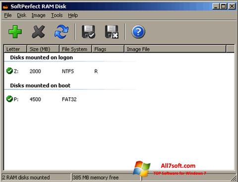 Képernyőkép SoftPerfect RAM Disk Windows 7