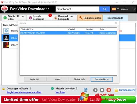 Képernyőkép Fast Video Downloader Windows 7