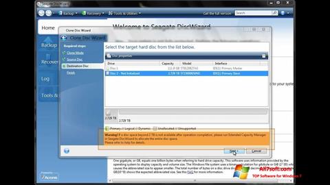 Képernyőkép Seagate DiscWizard Windows 7
