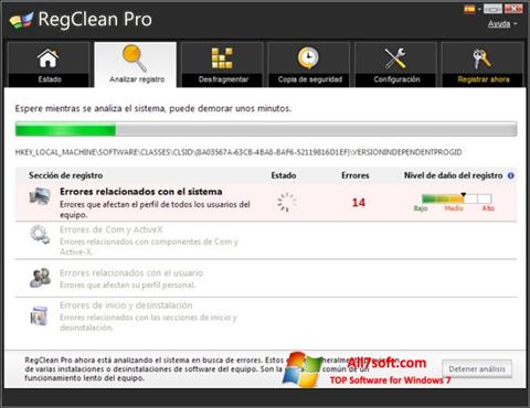 Képernyőkép RegClean Pro Windows 7