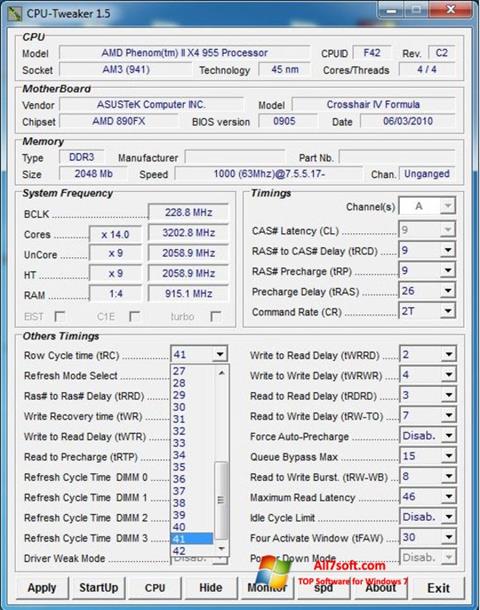 Képernyőkép CPU-Tweaker Windows 7
