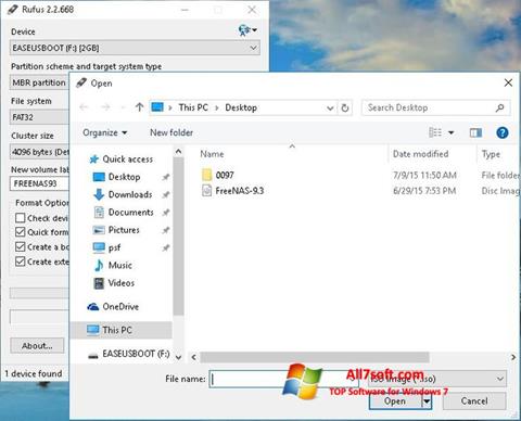 Képernyőkép Rufus Windows 7
