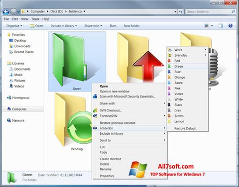 Képernyőkép FolderIco Windows 7