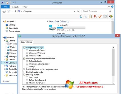 Képernyőkép Classic Shell Windows 7