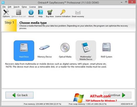 Képernyőkép EasyRecovery Professional Windows 7