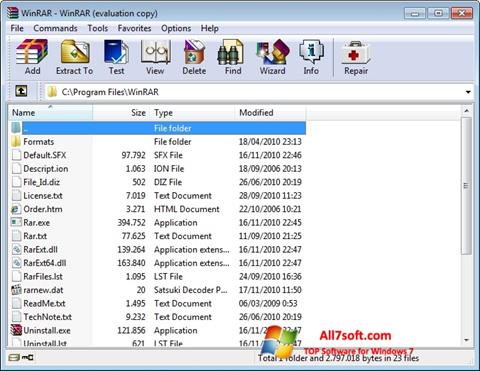 Képernyőkép WinRAR Windows 7