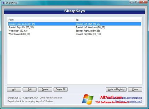 Képernyőkép SharpKeys Windows 7