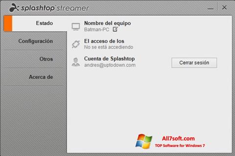 Képernyőkép Splashtop Streamer Windows 7