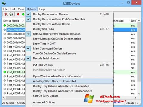 Képernyőkép USBDeview Windows 7