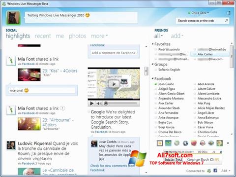 Képernyőkép Windows Live Messenger Windows 7