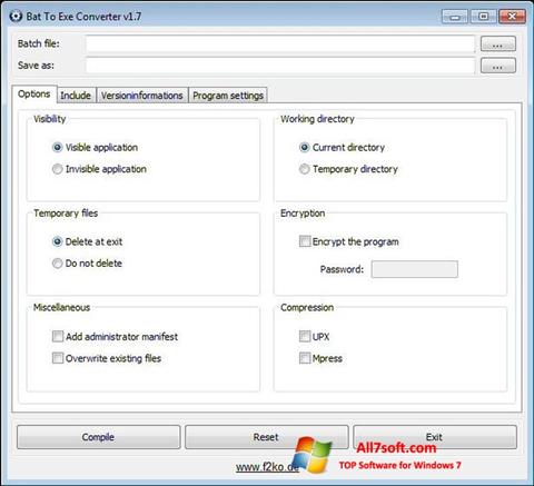 Képernyőkép Bat To Exe Converter Windows 7