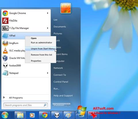 Képernyőkép ViStart Windows 7