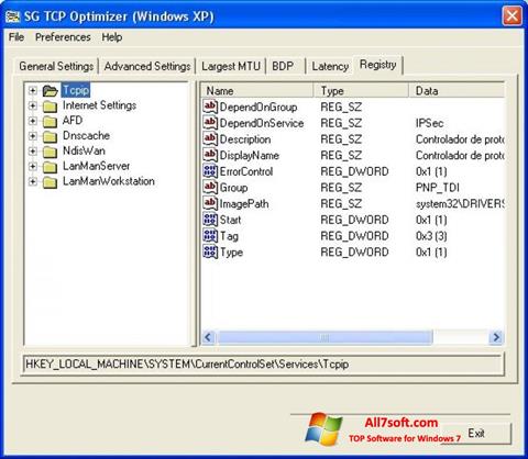 Képernyőkép TCP Optimizer Windows 7