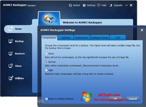 Képernyőkép AOMEI Backupper Windows 7