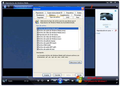 Képernyőkép Windows Media Player Windows 7
