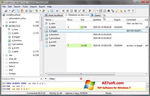 Képernyőkép HeidiSQL Windows 7