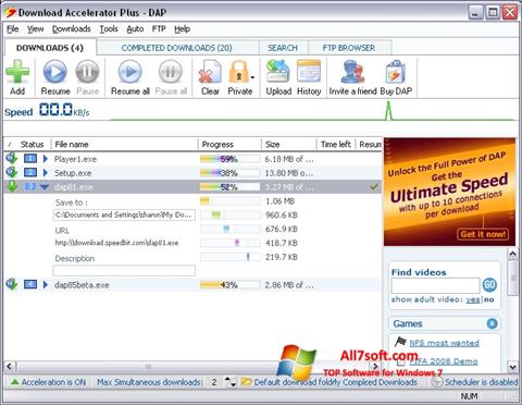 Képernyőkép Download Accelerator Plus Windows 7