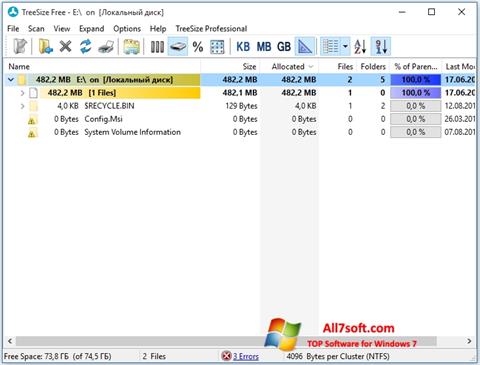 Képernyőkép TreeSize Free Windows 7